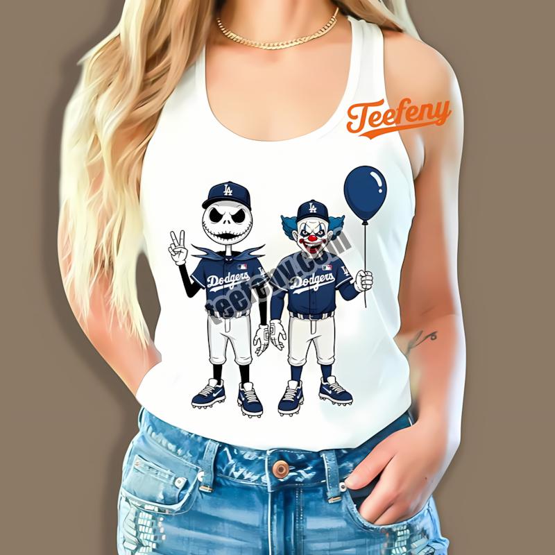 Halloween Los Angeles Dodgers Jack Skellington Pennywise Tanktop Halloween Los Angeles Dodgers Jack Skellington Pennywise Tanktop