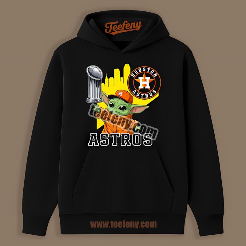 Houston Astros Baby Yoda Holding World Series Trophy Hoodie For Fan Houston Astros Baby Yoda Holding World Series Trophy Hoodie For Fan