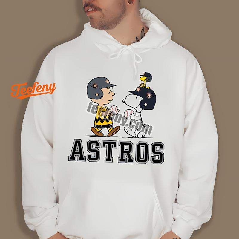 Houston Astros Charlie Brown And Snoopy Play Together Mens Hoodie Houston Astros Charlie Brown And Snoopy Play Together Mens Hoodie