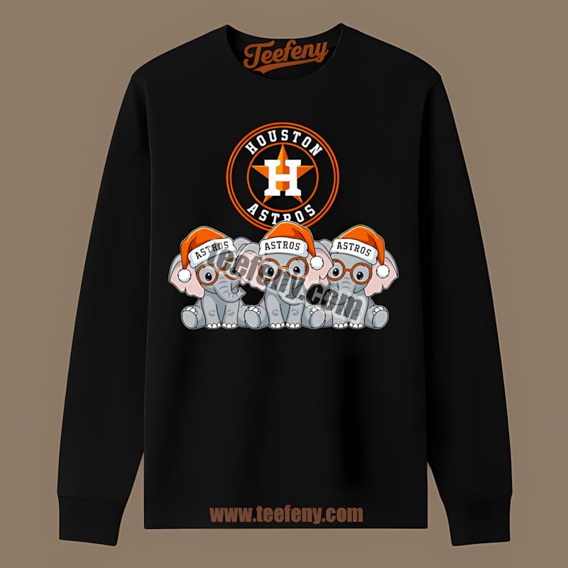 Houston Astros Christmas Elephants Unisex Long Sleeve Houston Astros Christmas Elephants Unisex Long Sleeve