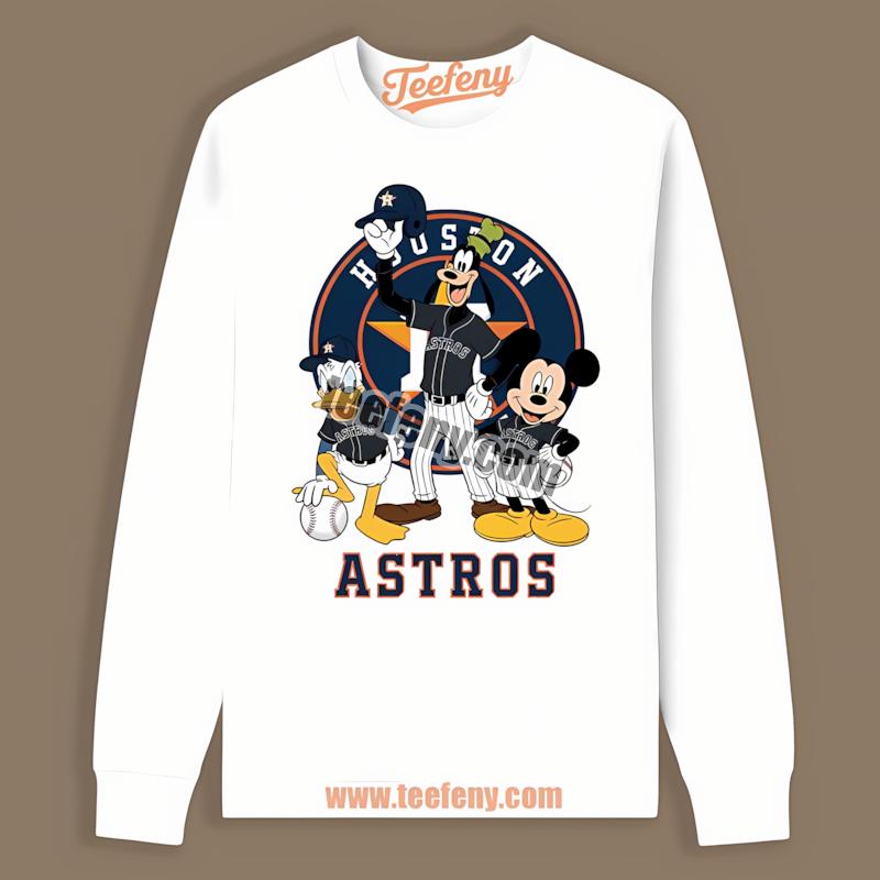 Houston Astros Disney Characters Mickey Donald Goofy Trendy Long Sleeve Houston Astros Disney Characters Mickey Donald Goofy Trendy Long Sleeve