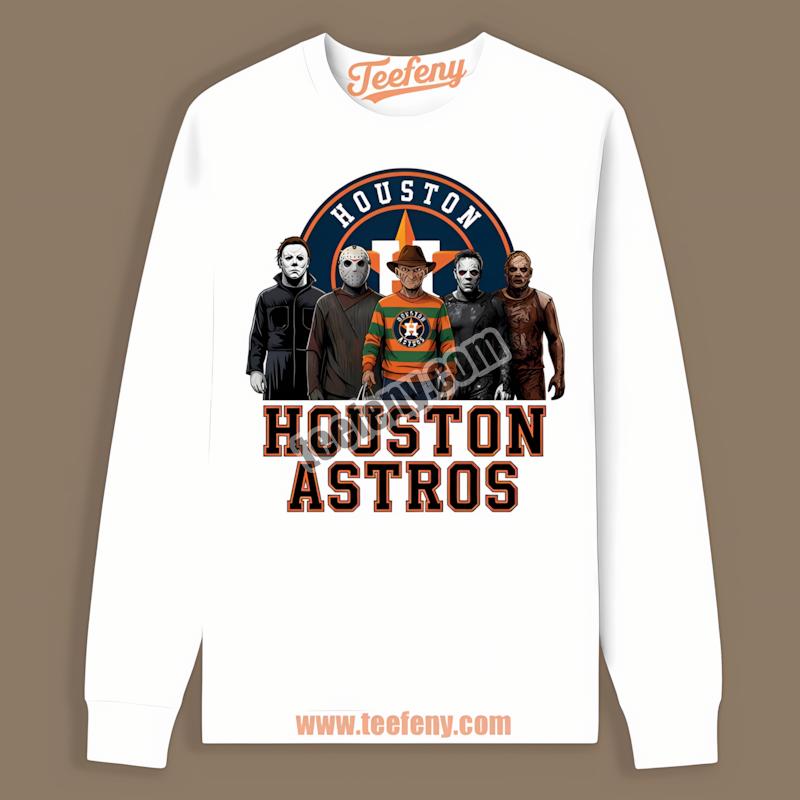 Houston Astros Halloween Horror Killers Cheap Custom Long Sleeve Houston Astros Halloween Horror Killers Cheap Custom Long Sleeve