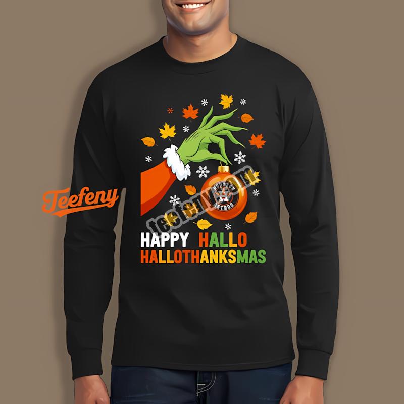 Houston Astros Happy Hallothanksmas Long Sleeve Design Houston Astros Happy Hallothanksmas Long Sleeve Design