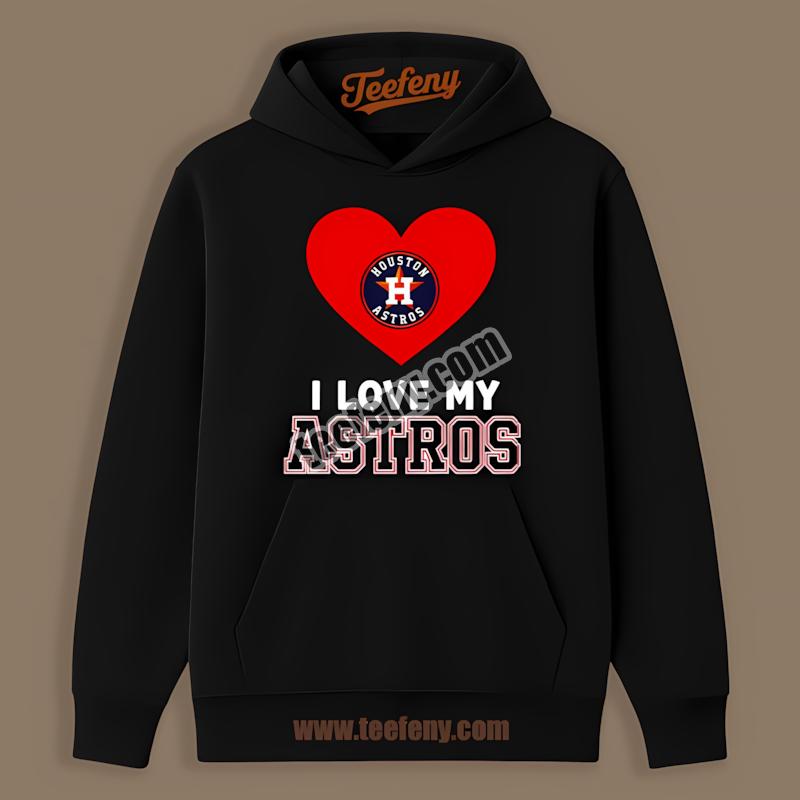 Houston Astros I Love My Astros Heart Printed Hoodie Houston Astros I Love My Astros Heart Printed Hoodie