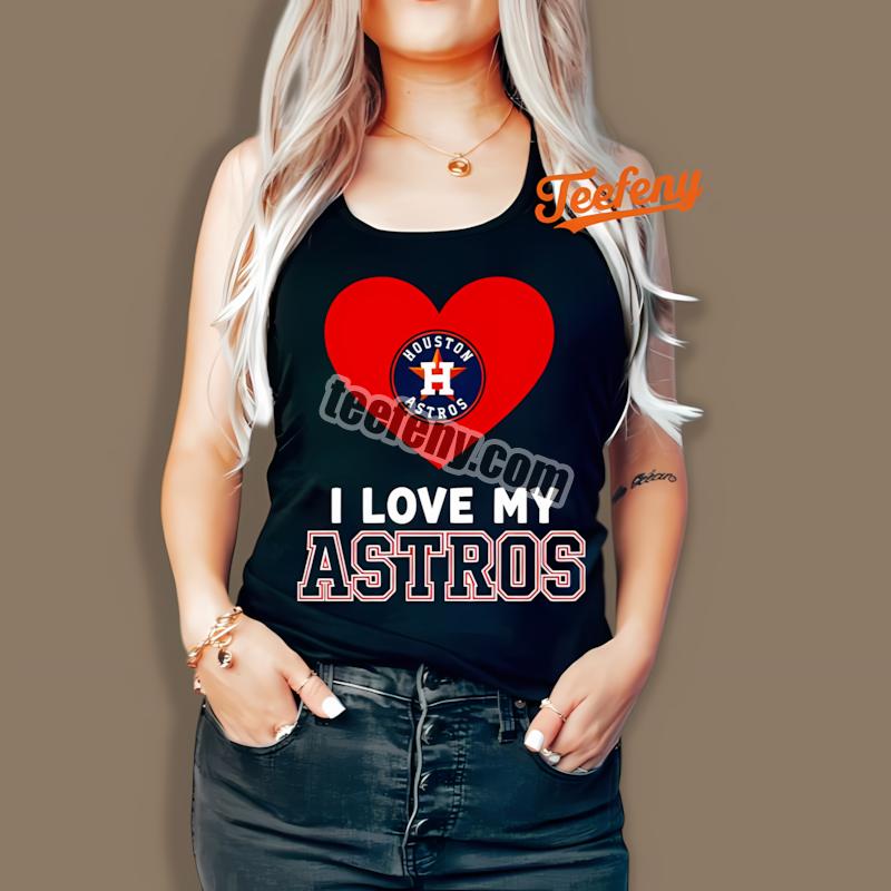 Houston Astros I Love My Astros Heart Printed Tanktop Houston Astros I Love My Astros Heart Printed Tanktop