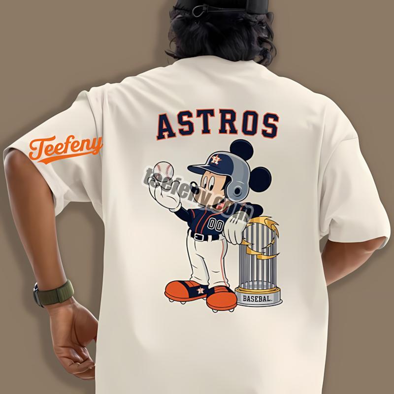 Houston Astros Mickey Baseball Bat Cartoon Shirt Printing