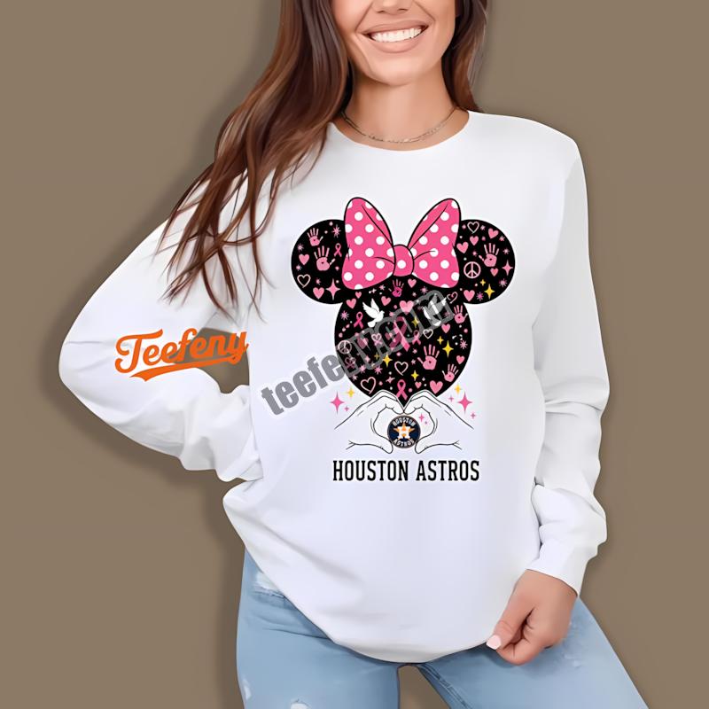 Houston Astros Minnie Mouse Breast Cancer Awareness Statement Long Sleeve Houston Astros Minnie Mouse Breast Cancer Awareness Statement Long Sleeve