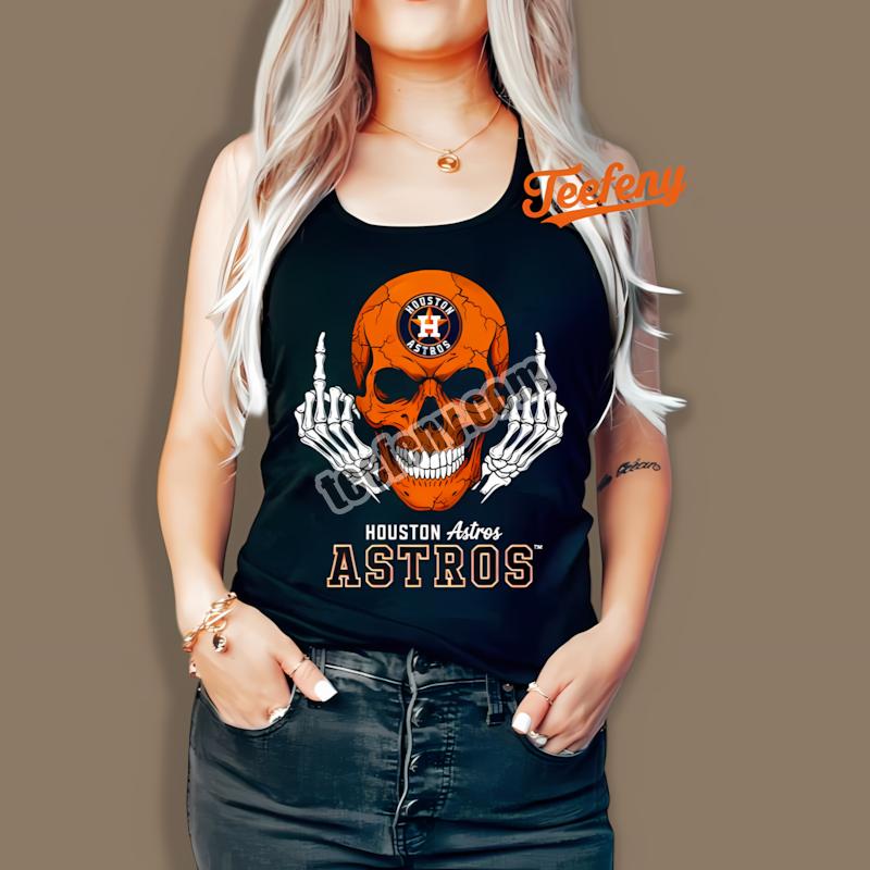 Houston Astros Skull Middle Finger Vintage Tanktop Houston Astros Skull Middle Finger Vintage Tanktop