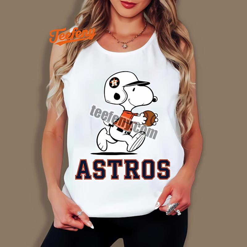 Houston Astros Snoopy Baseball Running Printed Tanktop Houston Astros Snoopy Baseball Running Printed Tanktop