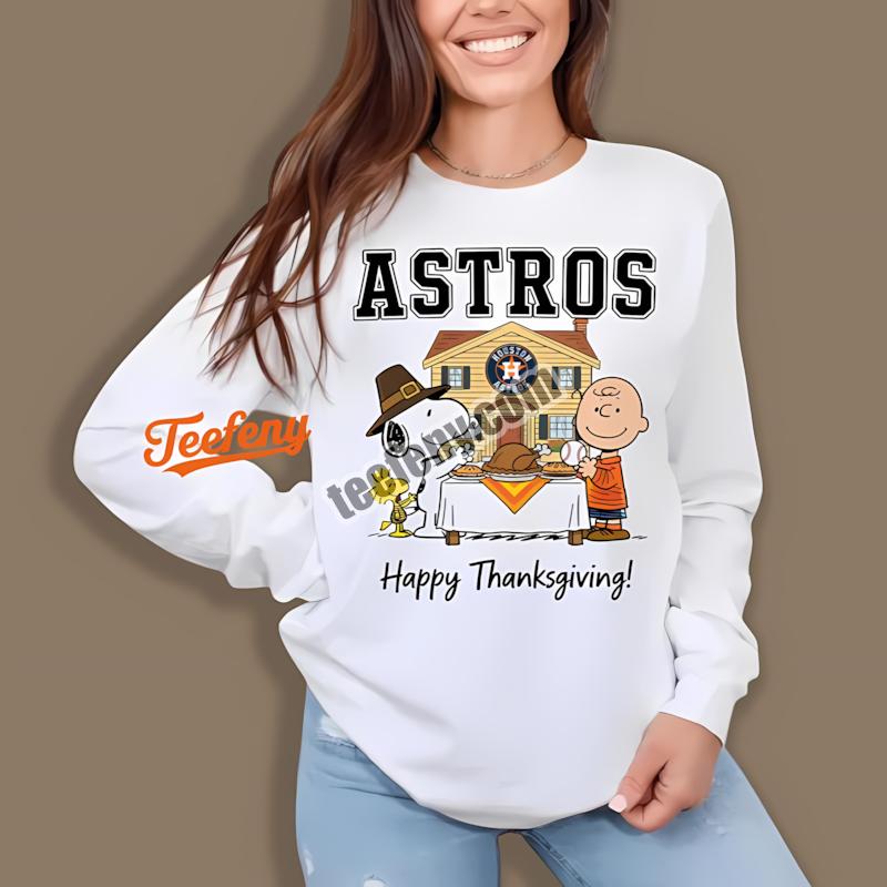 Houston Astros Snoopy Thanksgiving Adults Long Sleeve Houston Astros Snoopy Thanksgiving Adults Long Sleeve
