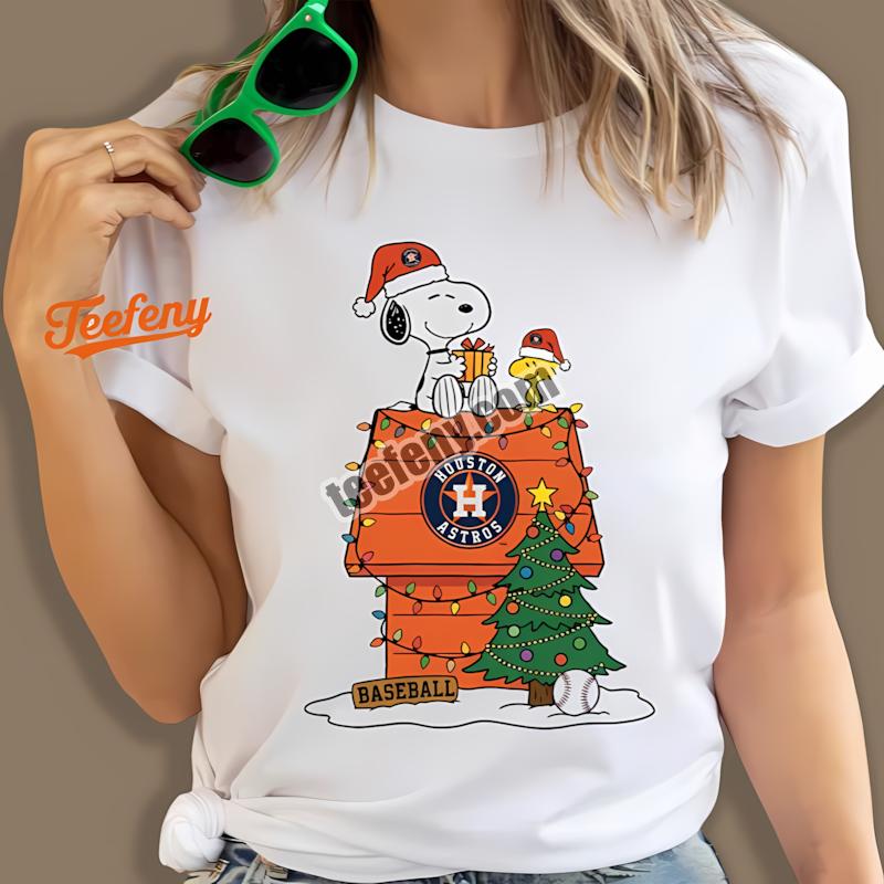 Houston Astros Snoopy Woodstock Christmas Adults Shirt