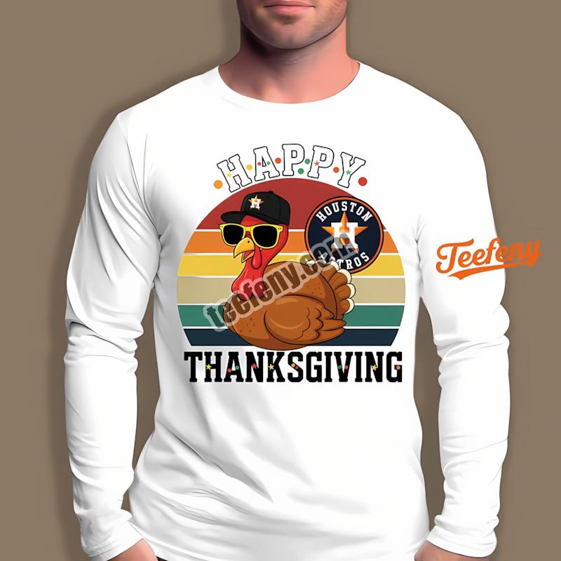 Houston Astros Thanksgiving Turkey Printed Long Sleeve Houston Astros Thanksgiving Turkey Printed Long Sleeve
