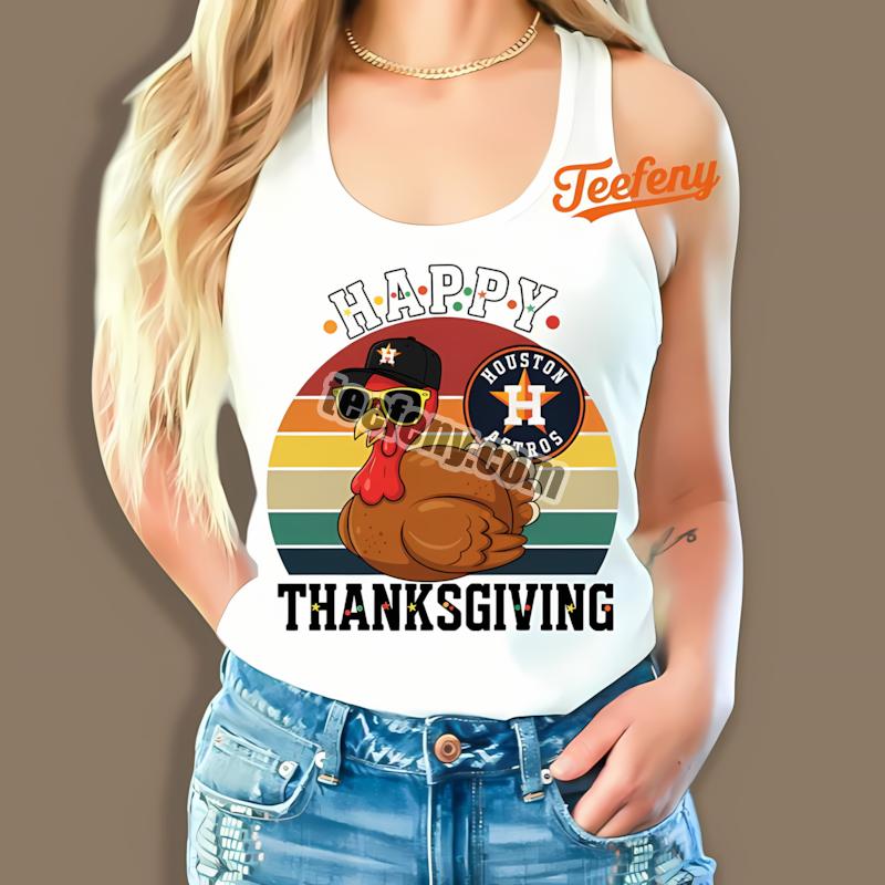 Houston Astros Thanksgiving Turkey Printed Tanktop Houston Astros Thanksgiving Turkey Printed Tanktop