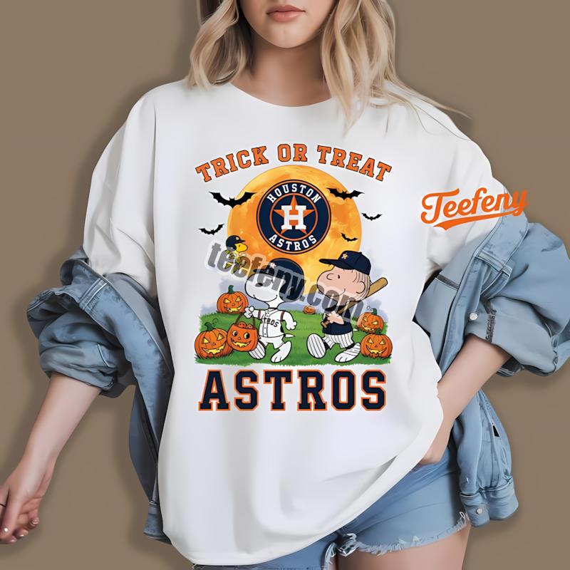 Houston Astros Trick Or Treat Charlie Brown Snoopy Unisex Shirt