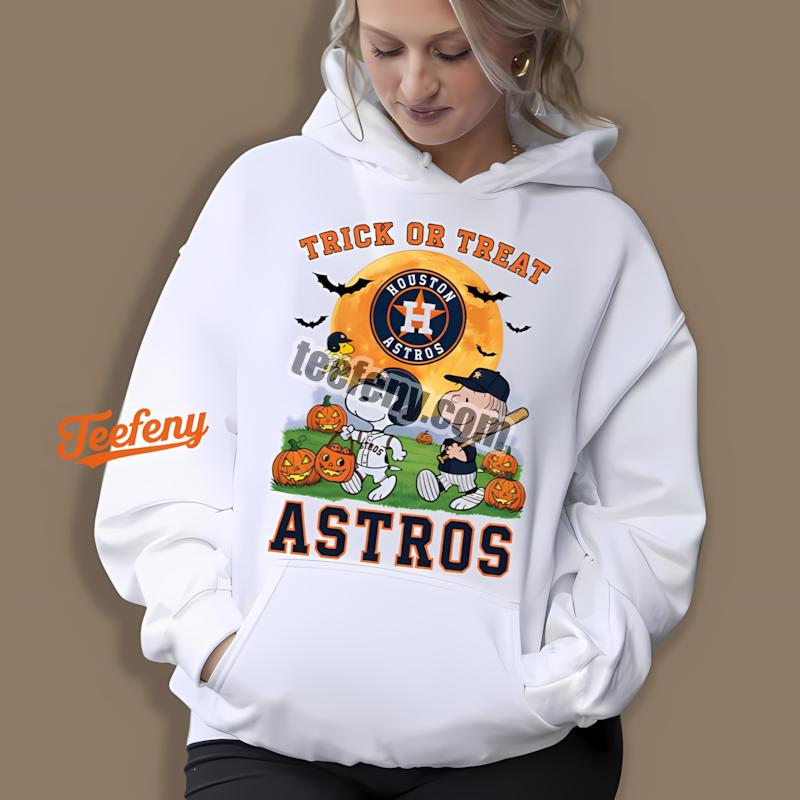 Houston Astros Trick Or Treat Charlie Brown Snoopy Unisex Hoodie Houston Astros Trick Or Treat Charlie Brown Snoopy Unisex Hoodie