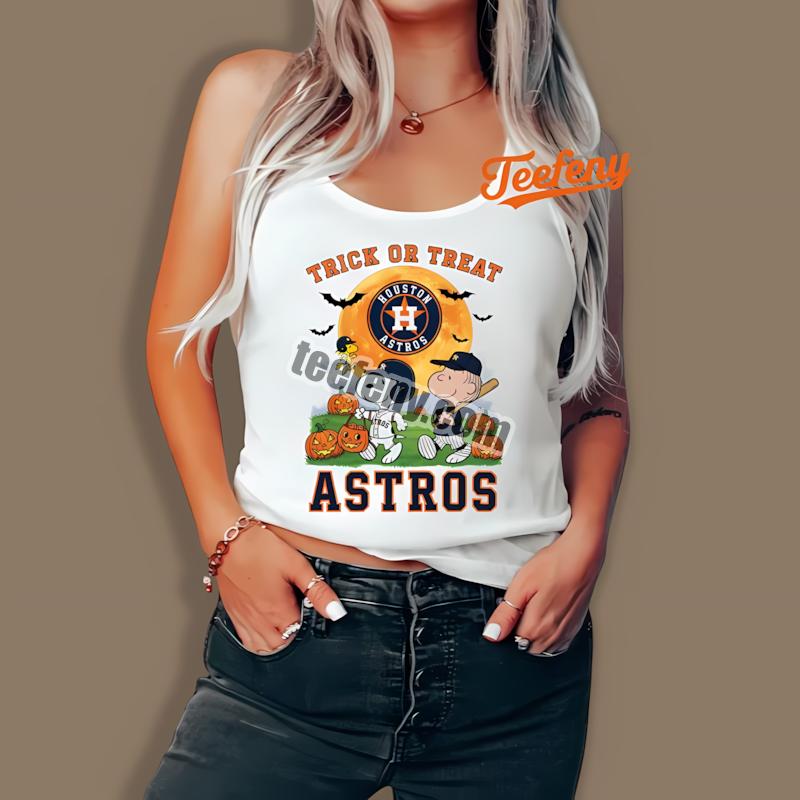Houston Astros Trick Or Treat Charlie Brown Snoopy Unisex Tanktop Houston Astros Trick Or Treat Charlie Brown Snoopy Unisex Tanktop