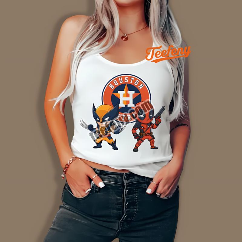 Houston Astros Wolverine Deadpool Superhero Statement Tanktop Houston Astros Wolverine Deadpool Superhero Statement Tanktop