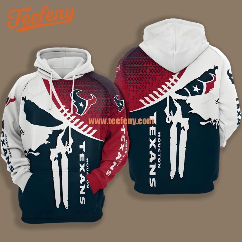 Houston Texans Blue White Printed 3D Hoodie