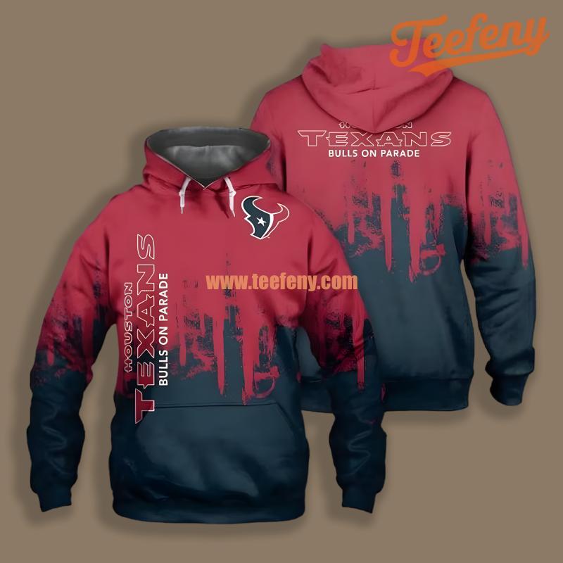 Houston Texans Bulls On Parade Red Printed 3D Hoodie