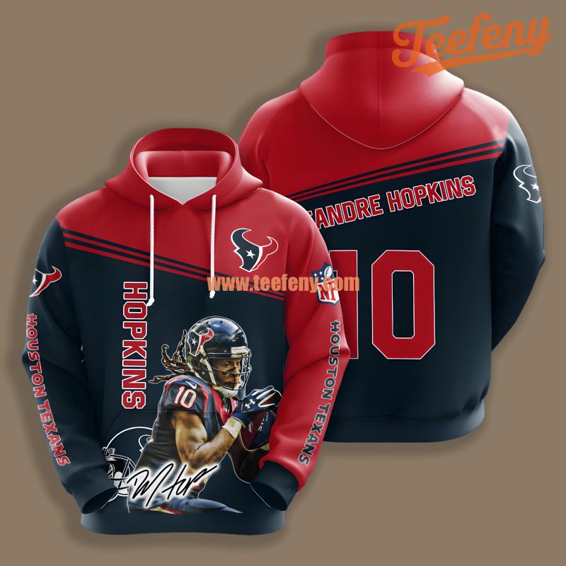 Houston Texans Deandre Hopkins Black Red Pattern 3D Hoodie