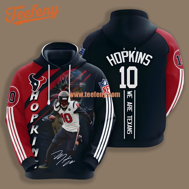Houston Texans Deandre Hopkins Red Blue Full Print 3D Hoodie