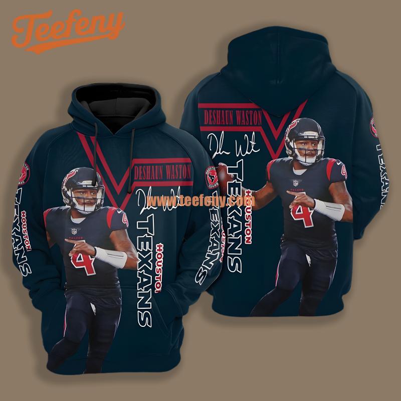 Houston Texans Deshaun Watson Blue Pullover 3D Hoodie