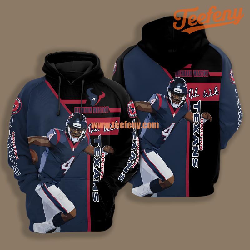 Houston Texans Deshaun Watson Red Blue For Men 3D Hoodie
