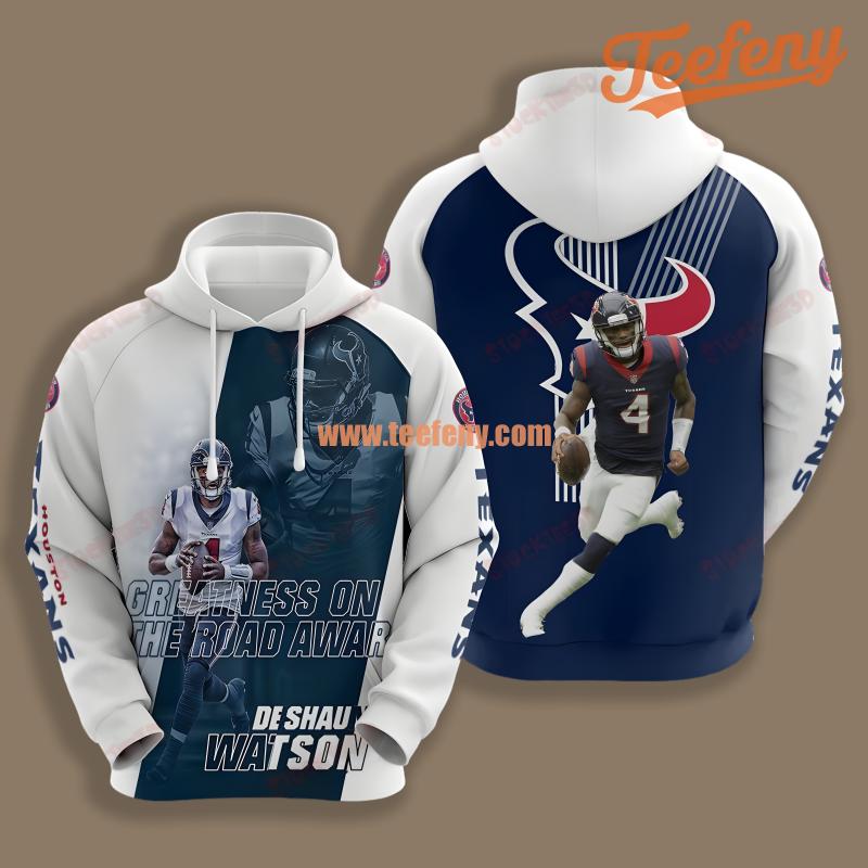Houston Texans Deshaun Watson White Blue Illusion 3D Hoodie