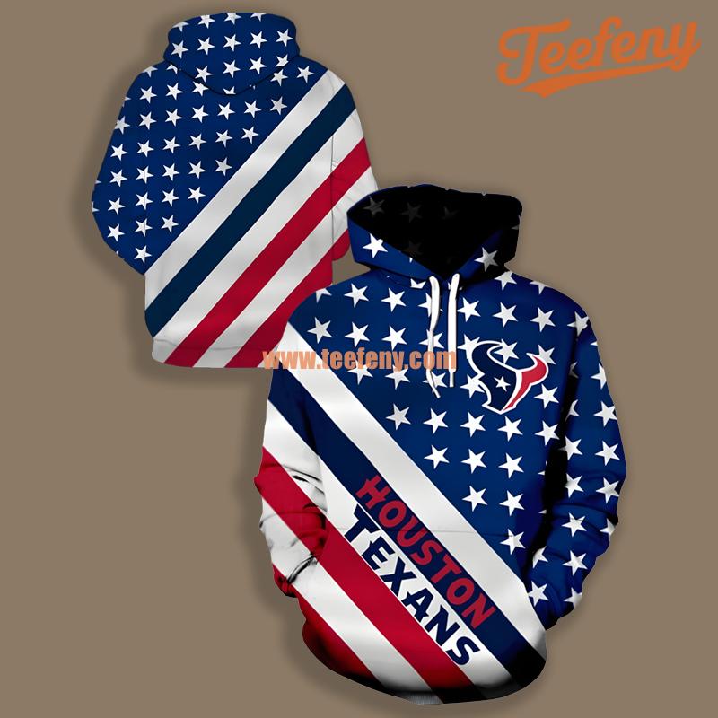 Houston Texans Flag Blue Red Cool 3D Hoodie