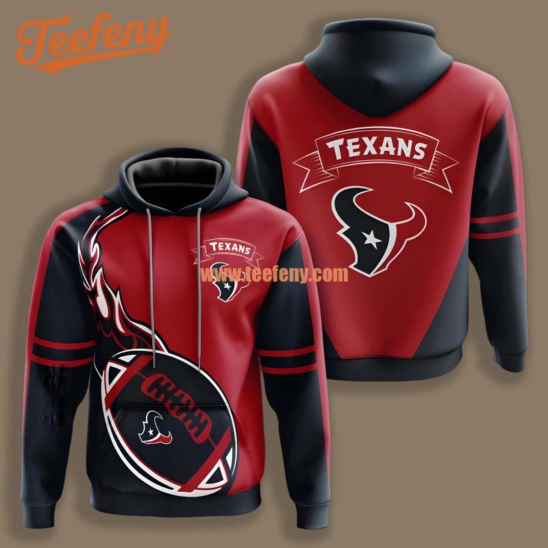 Houston Texans Flame Balls Red Blue Printed 3D Hoodie