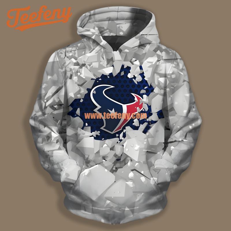 Houston Texans Ice Grey Graphic 3D Hoodie