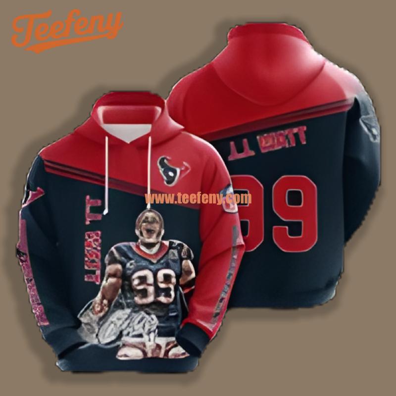 Houston Texans Jj Watt Red Blue Illusion 3D Hoodie
