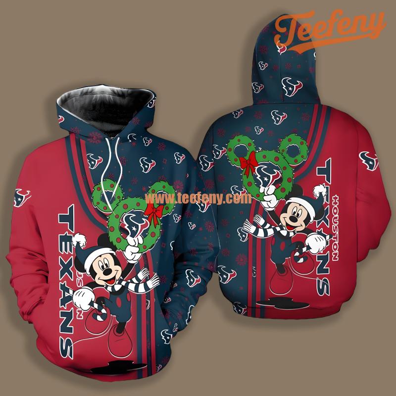 Houston Texans Mickey Blue Red Printed 3D Hoodie