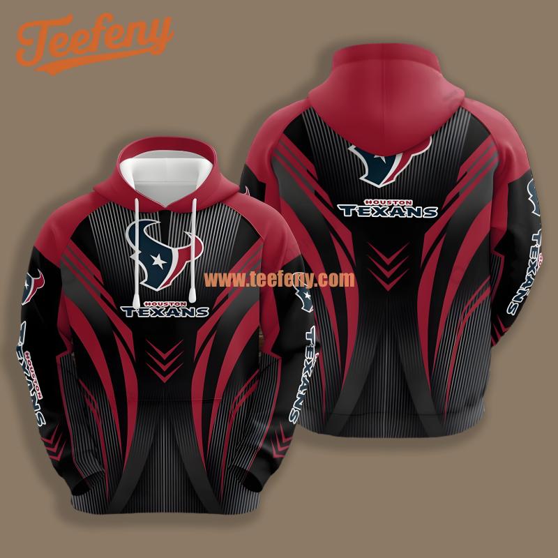 Houston Texans Pullover Red Black Printed 3D Hoodie