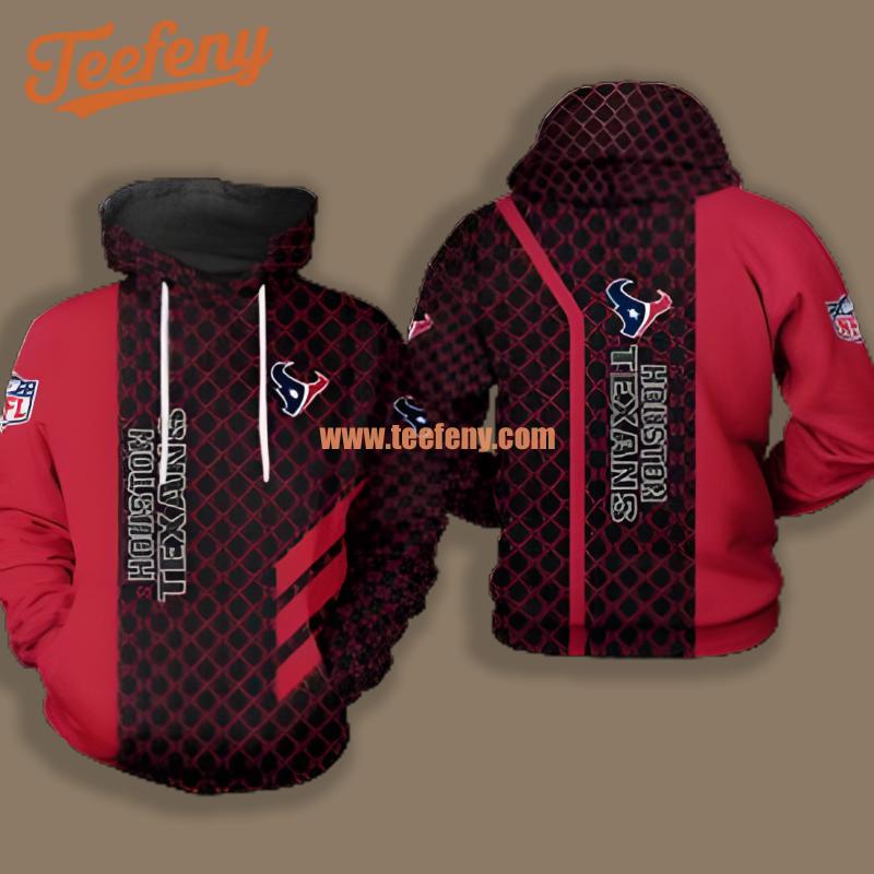 Houston Texans Red Black Pullover Design 3D Hoodie