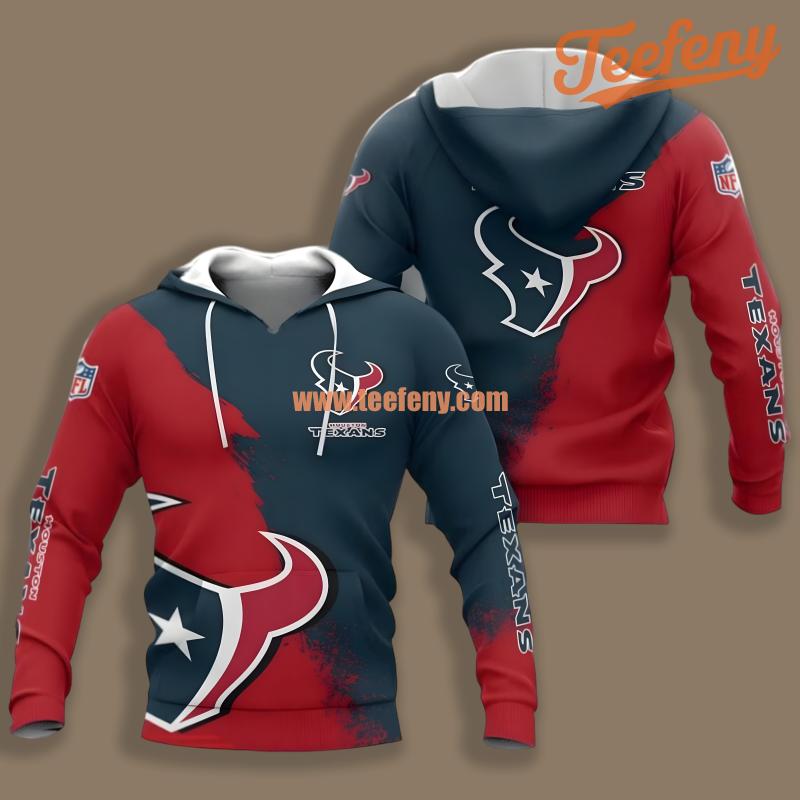 Houston Texans Red Blue Graphic 3D Hoodie
