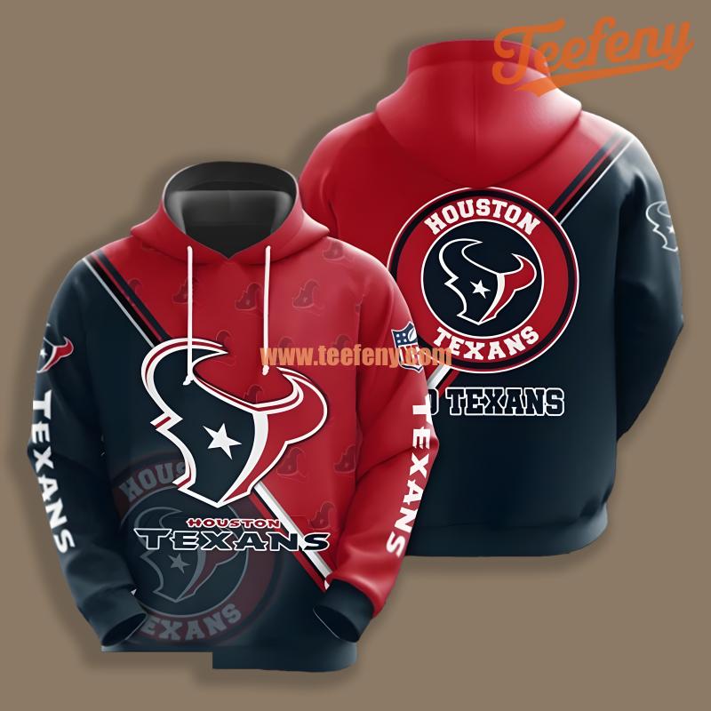 Houston Texans Seal Motif Red Blue Pullover 3D Hoodie