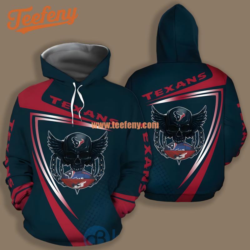 Houston Texans Skull American Blue Realistic 3D Hoodie