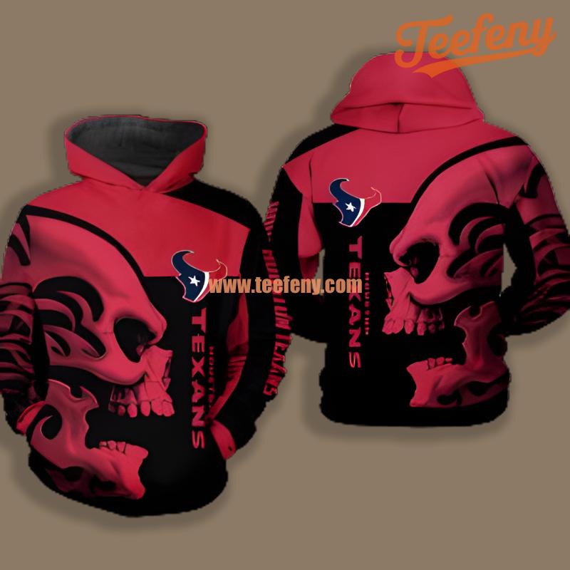 Houston Texans Skull Black Pink Novelty 3D Hoodie
