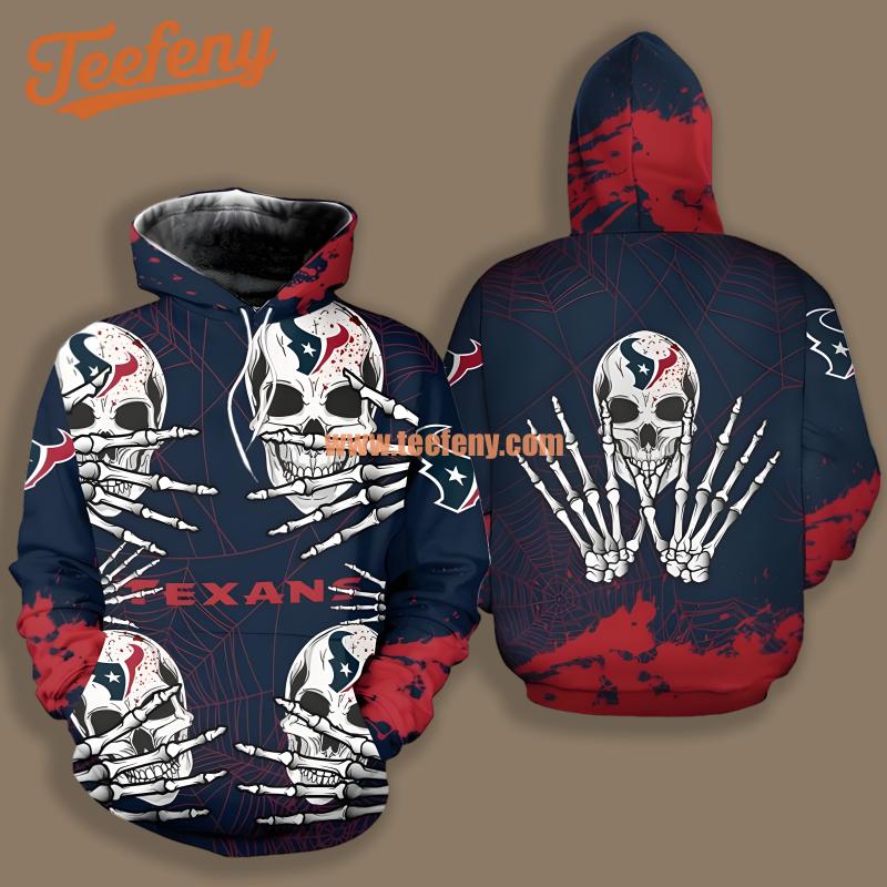 Houston Texans Skull Blue Fashion 3D Hoodie