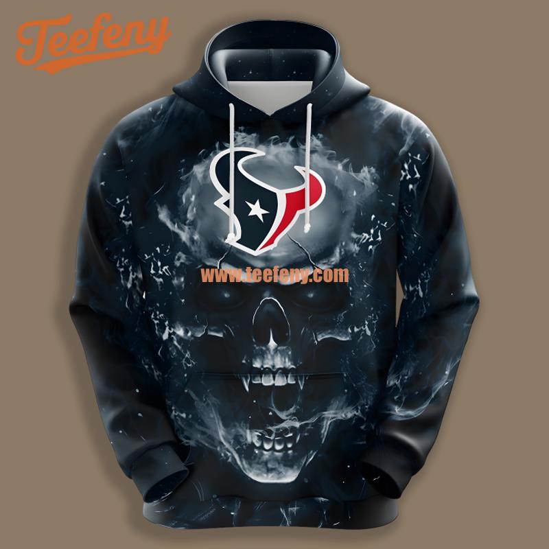 Houston Texans Skull Blue Spooky 3D Hoodie