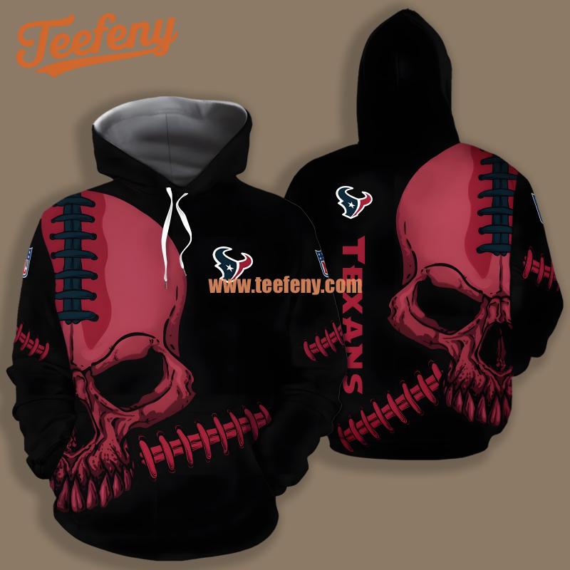 Houston Texans Skull Cracked Black Pink Zip Up 3D Hoodie