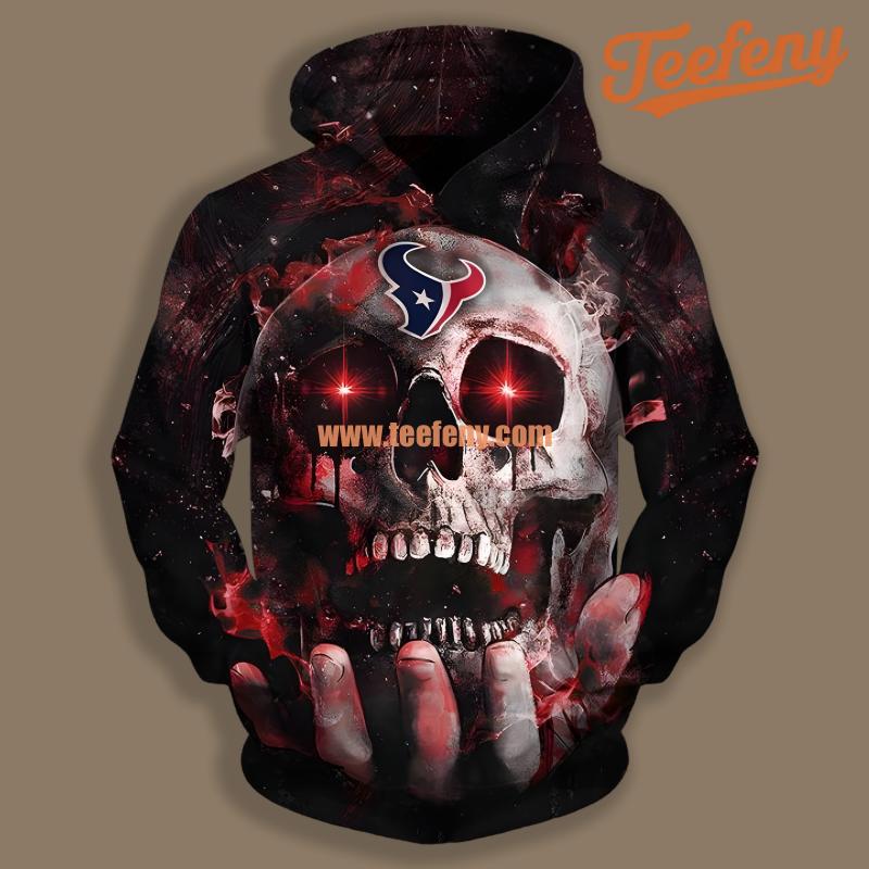 Houston Texans Skull American Blue Realistic 3D Hoodie