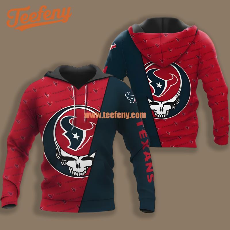 Houston Texans Skull Red Blue Fashion 3D Hoodie