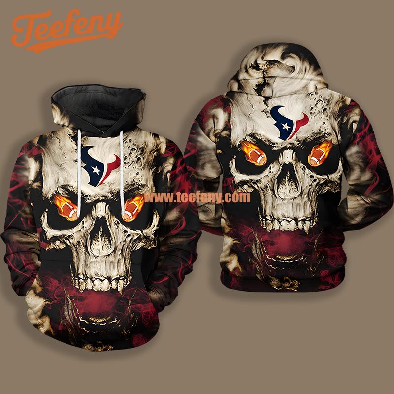 Houston Texans Skull Red Grey For Sale 3D Hoodie