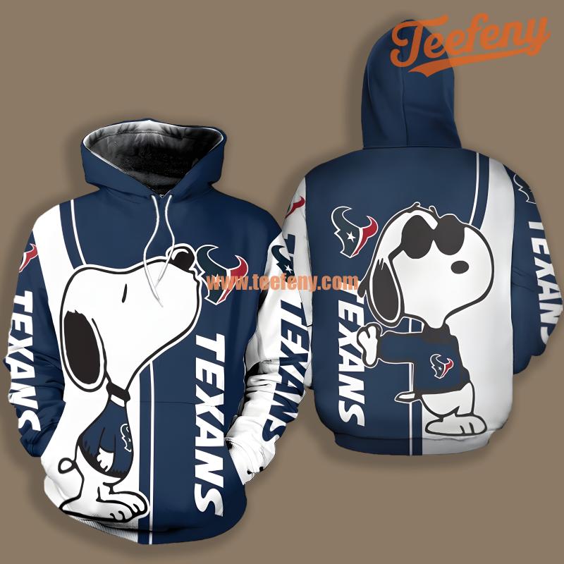 Houston Texans Snoopy Blue White For Men 3D Hoodie