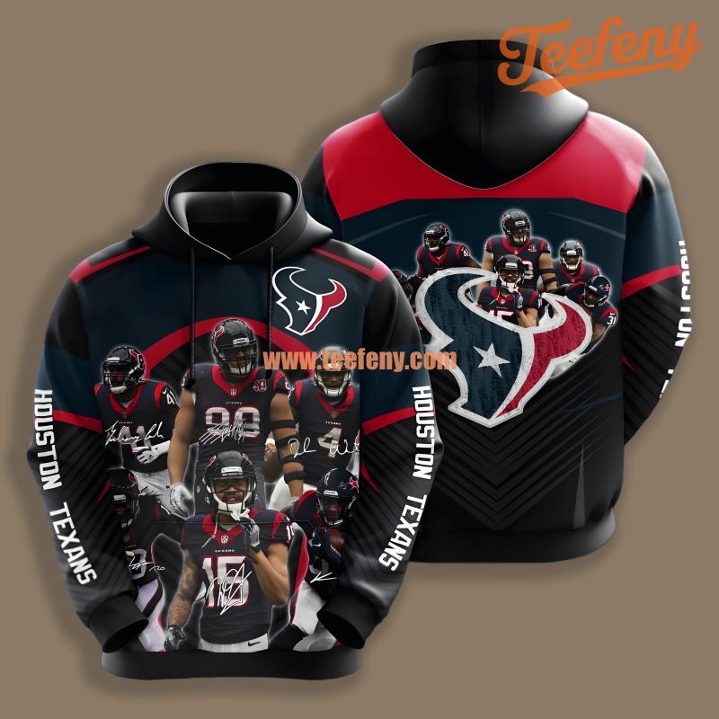Houston Texans Unisex Black Full Print 3D Hoodie