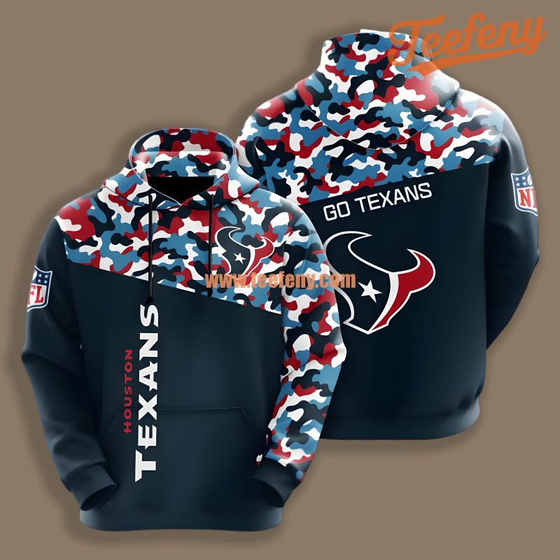 Houston Texans Unisex Black Red Puff Print 3D Hoodie
