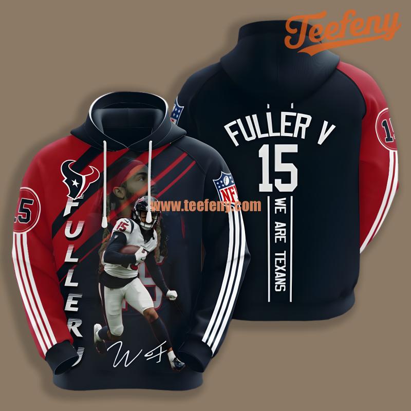 Houston Texans Will Fuller V Red Blue Zip Up 3D Hoodie