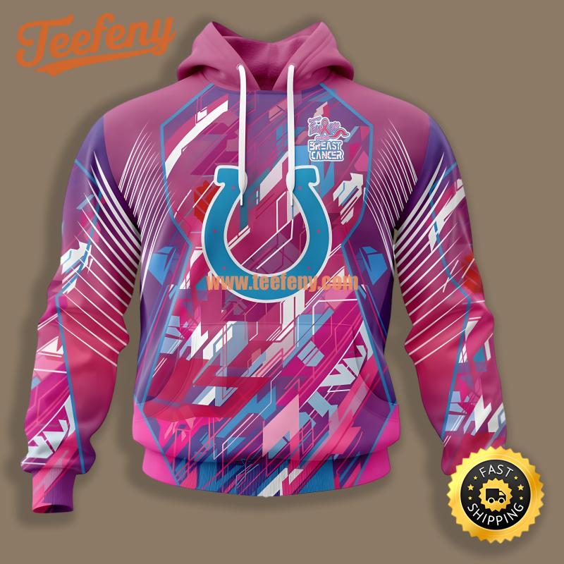 Indianapolis Colts Breast Cancer Pink Blue Printing 3D Hoodie